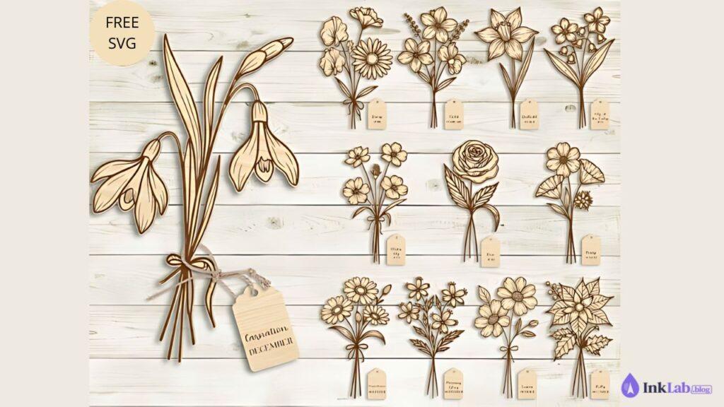Botanical Eucalyptus Wreath and Floral Border SVG cut files
