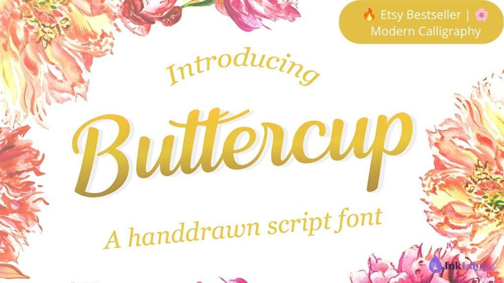 Buttercup Script modern calligraphy font example on personalized mug and t-shirt