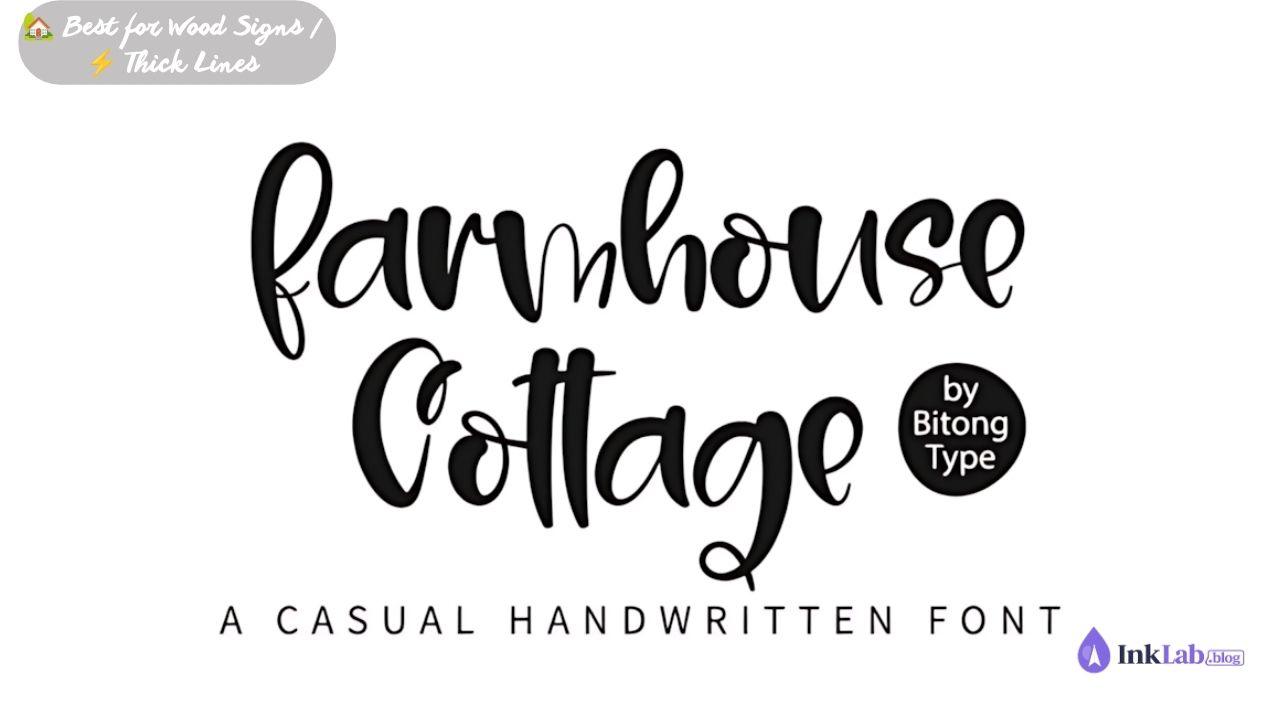 Farmhouse Cottage rustic script font preview for wood signs and home decor