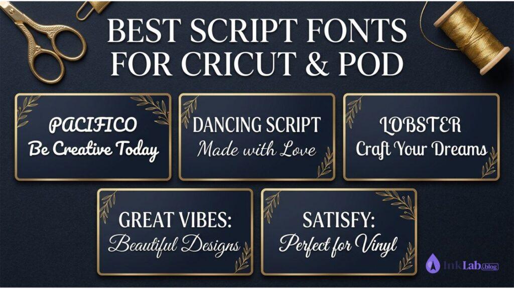 10 Best Script Fonts for Cricut and Print-on-Demand Visual Guide