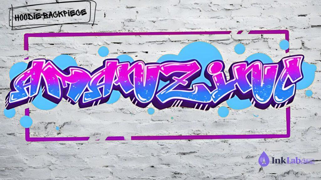 Amanzinc Graffiti Font — hyper-detailed complex wildstyle font preview for hoodie back-prints