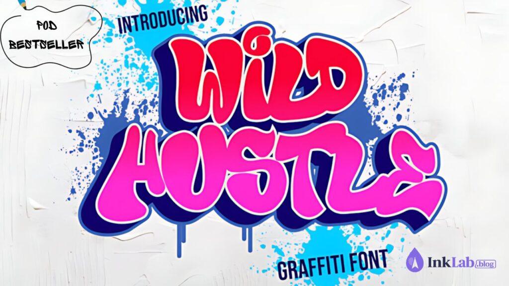 Wild Hustle Graffiti Font — bold urban hustle typography preview for print-on-demand merch
