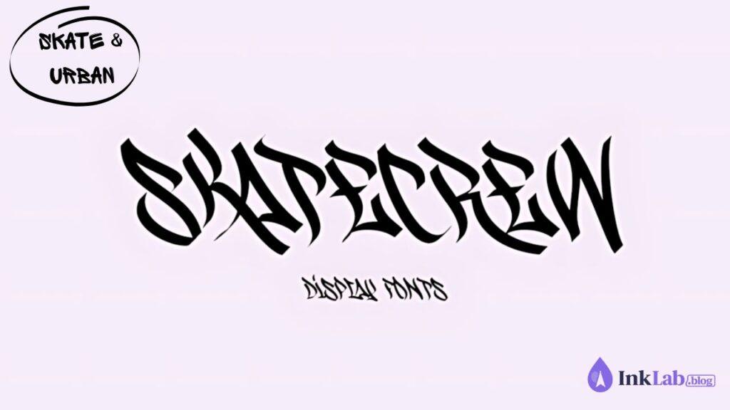 Skatecrew Font — dynamic skate culture wildstyle graffiti typography preview for streetwear merch