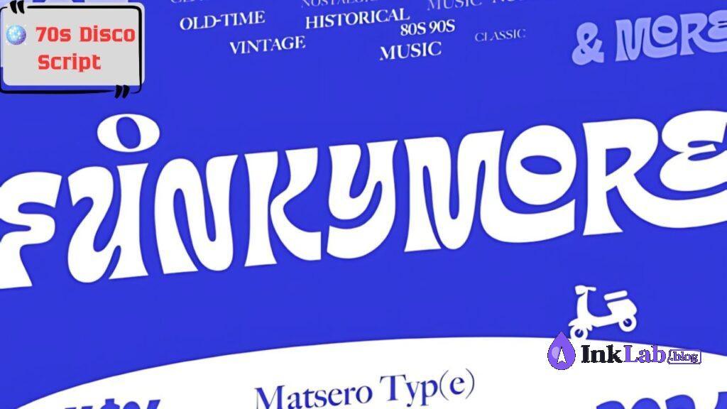 Funkymore — 70s disco retro font with tail swashes