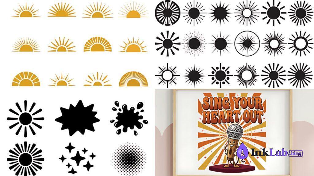 free 70s retro sunburst svg cut files collection for cricut