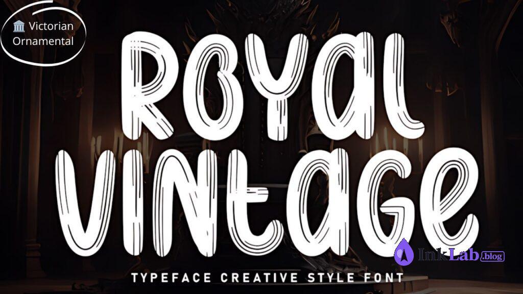 Royal Vintage — ornamental label font for classic shirt designs