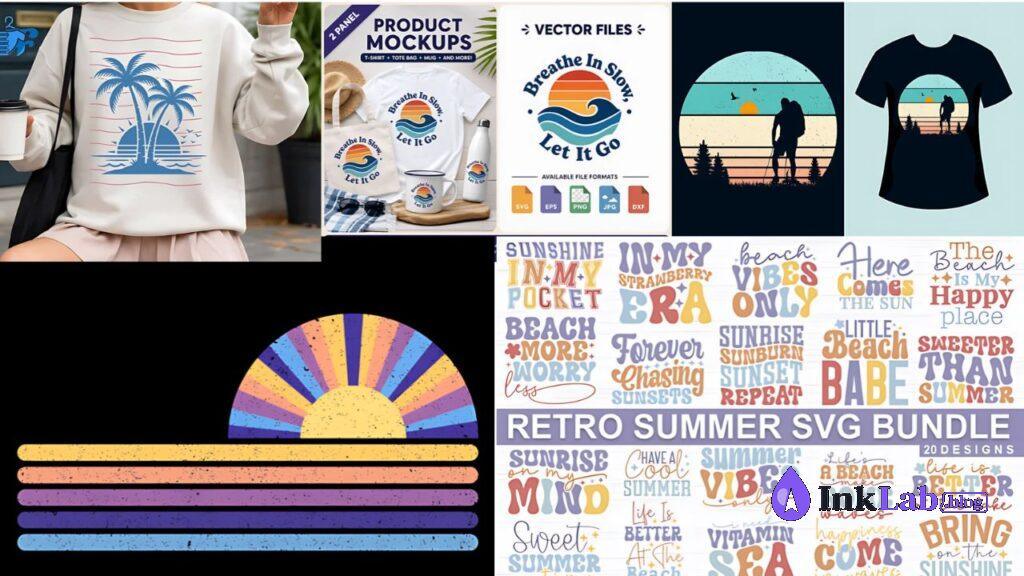 free retro vintage sunset vector svg graphics for sublimation
