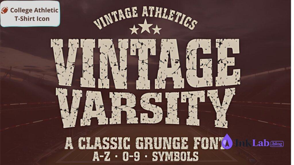 Vintage Varsity — college block font for athletic t-shirts