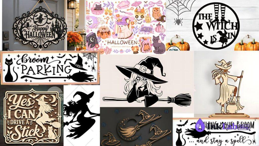 free magic broomstick witch vector svg graphic for cricut