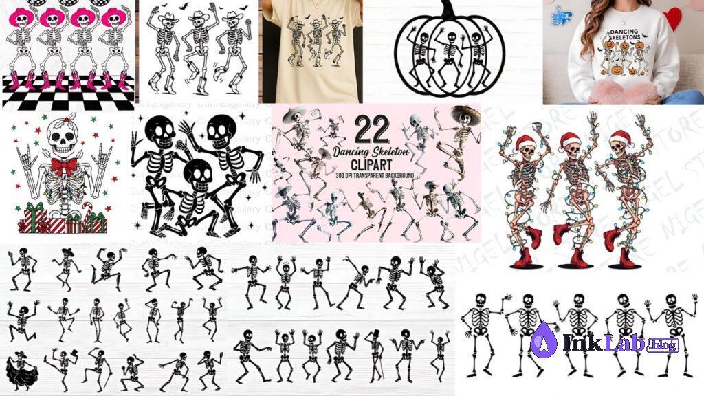 free dancing skeletons fun halloween svg vector cut file