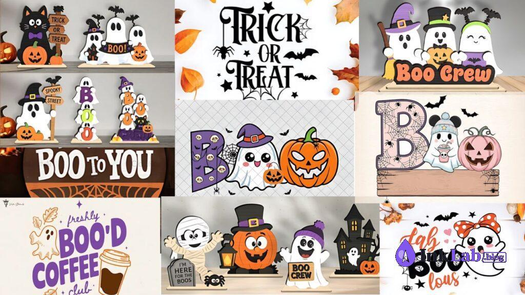 free boo crew retro ghost halloween svg cut file bundle