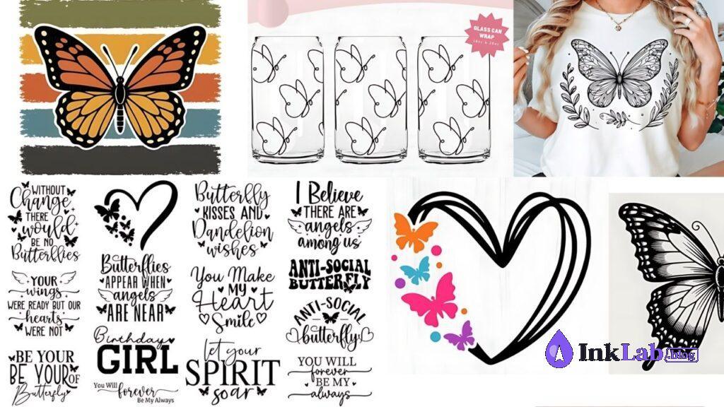 free groovy retro butterfly svg graphics for apparel design