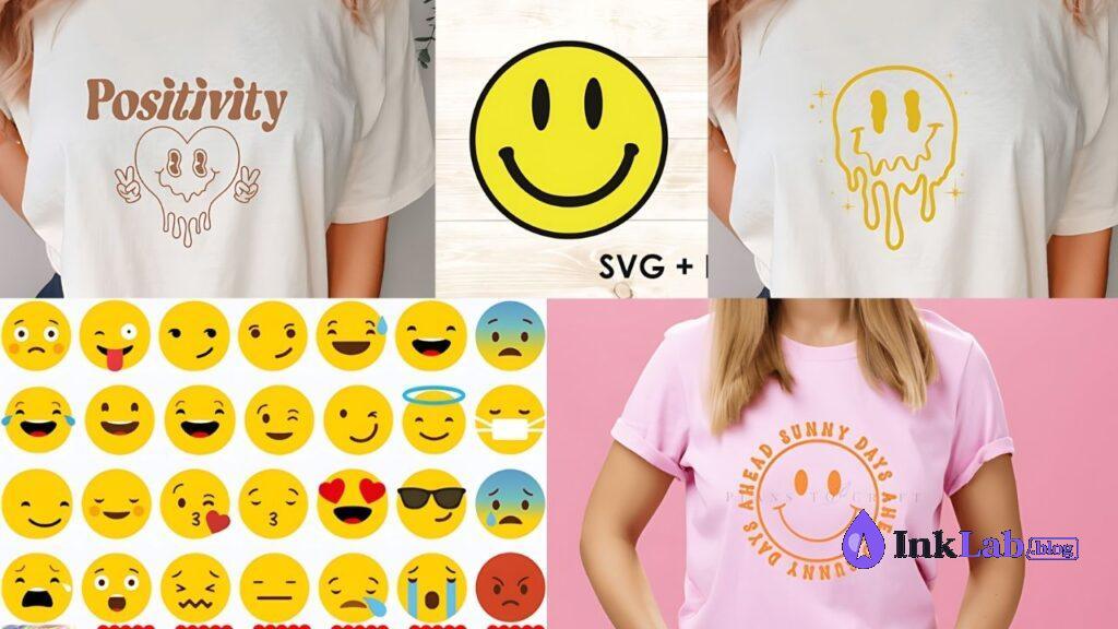 free retro drip smiley face svg vector graphics for cricut