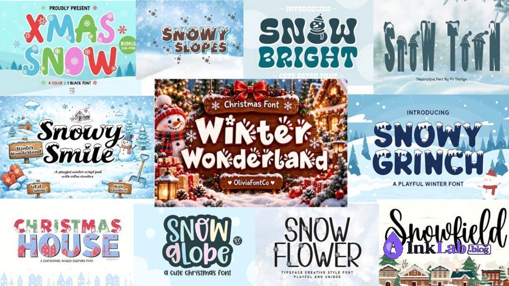 winter wonderland snow topped font for holiday apparel and mugs