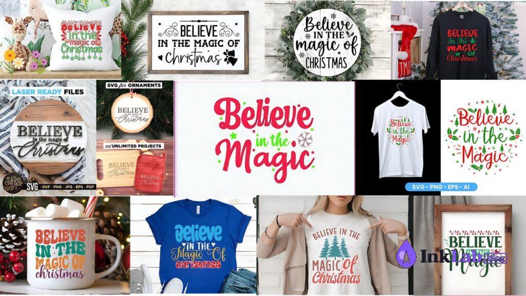 believe in the magic typography free christmas svg cut file