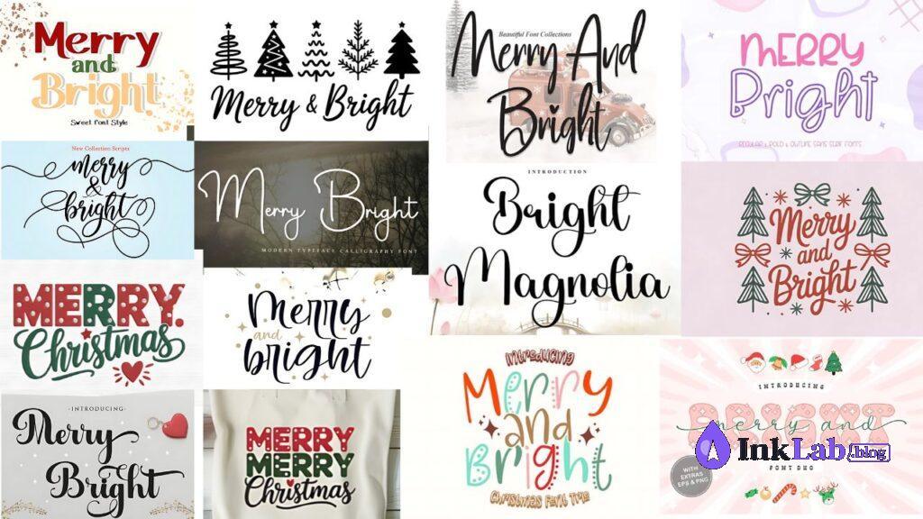 merry and bright swash script font for personalized christmas ornaments