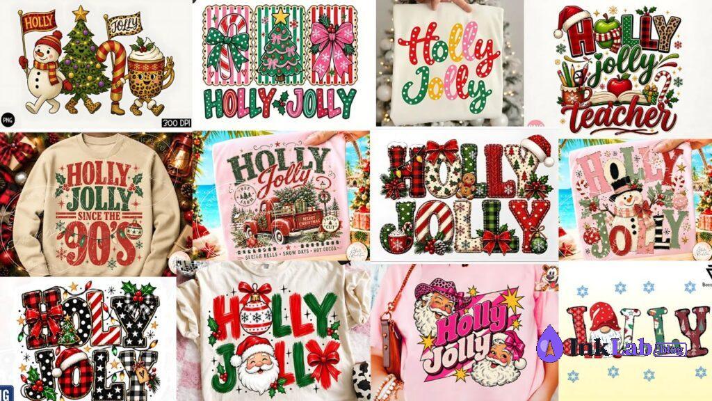 holly jolly bouncy display font for festive kids t-shirts