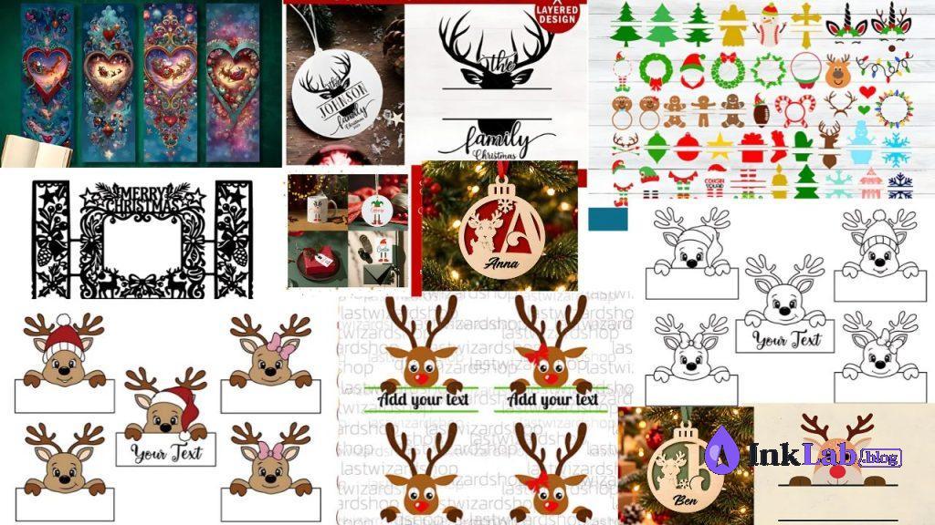reindeer antler monogram frame free christmas svg