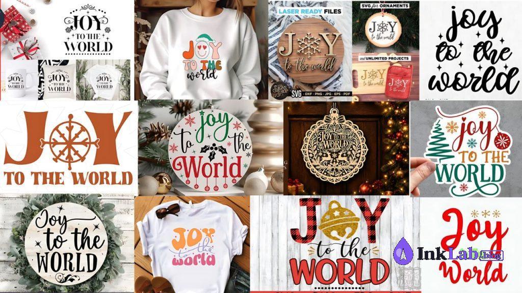 joy to the world modern calligraphy free christmas svg