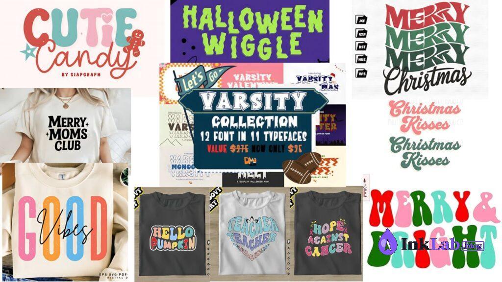 retro holiday vibes wavy font for trendy christmas sweatshirts