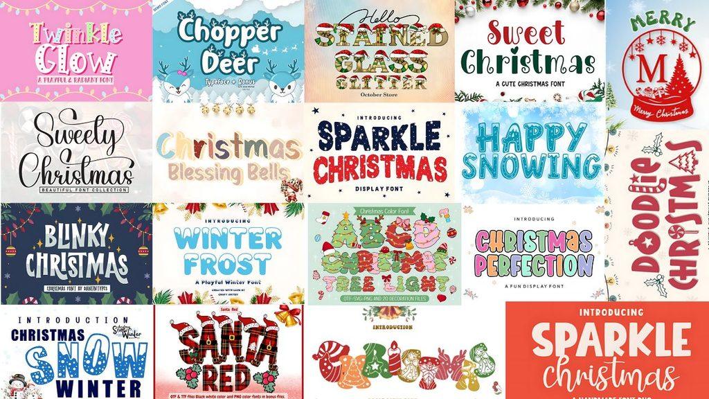 christmas sparkle monogram font with starburst details
