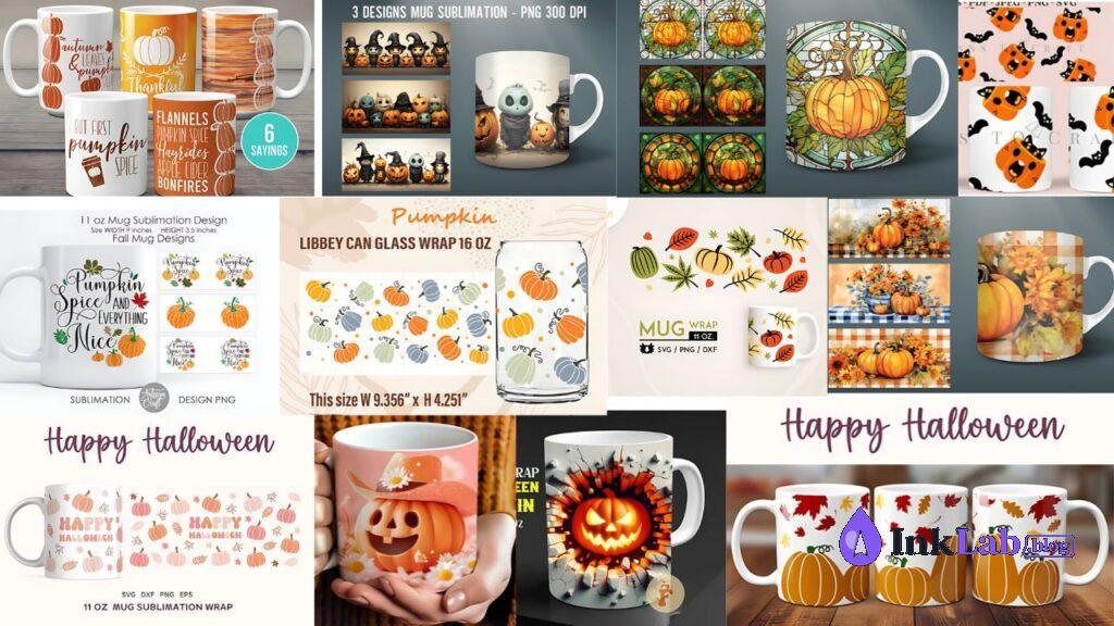 free pumpkin spice mug wrap sublimation fall svg graphic