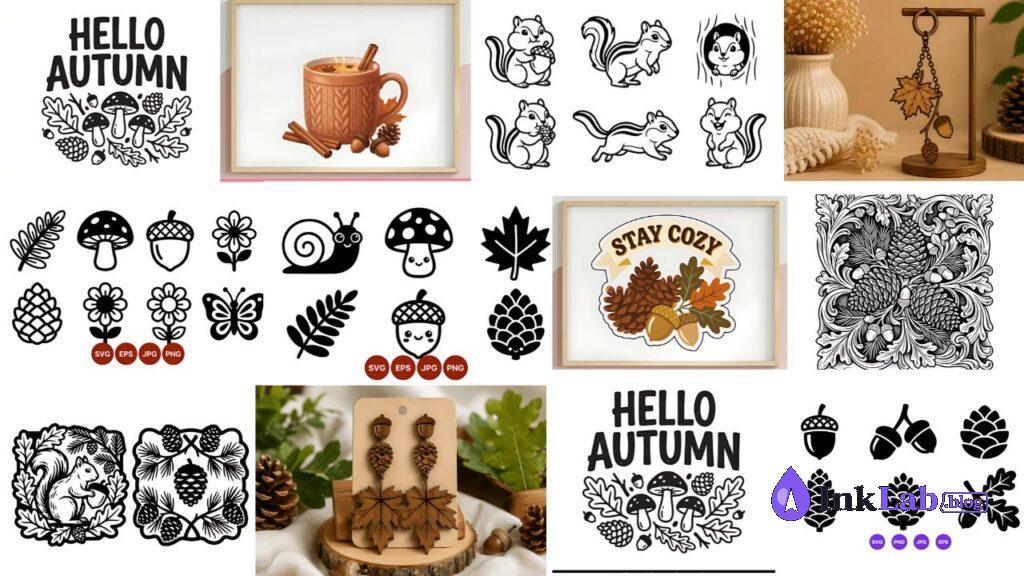 free autumn pinecone acorn vector fall svg graphic for cricut