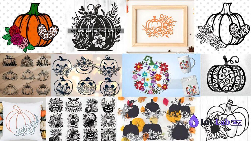 free wild free fall floral pumpkin svg vector cut file